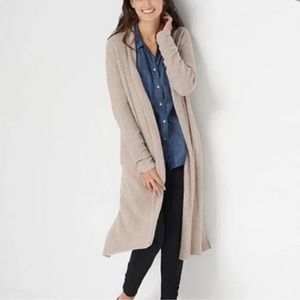 Barefoot Dreams CozyChic lite Catalina long cardigan. Size 2X. Taupe.